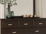 Covetown Dark Brown California King Panel Bed, Dresser And Mirror