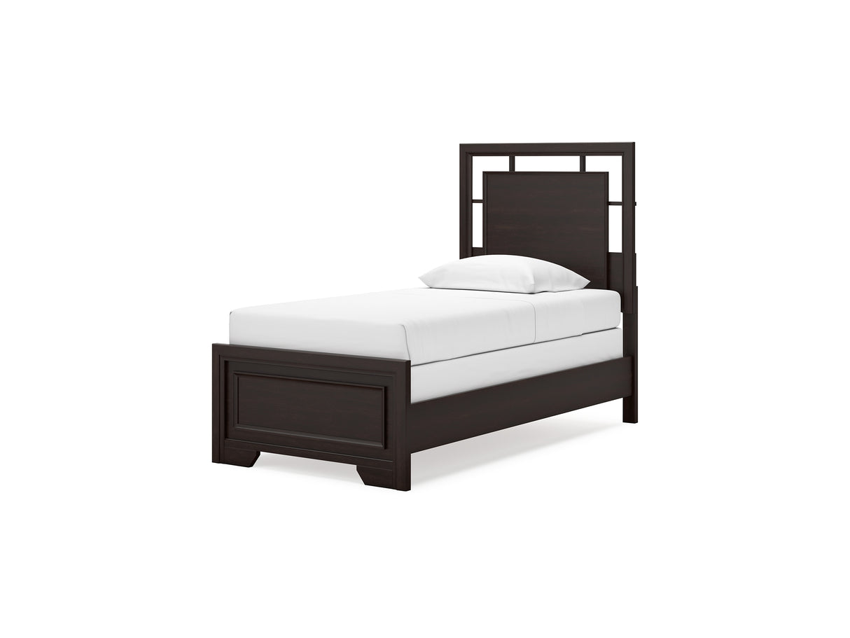 Covetown Dark Brown Twin Panel Bed