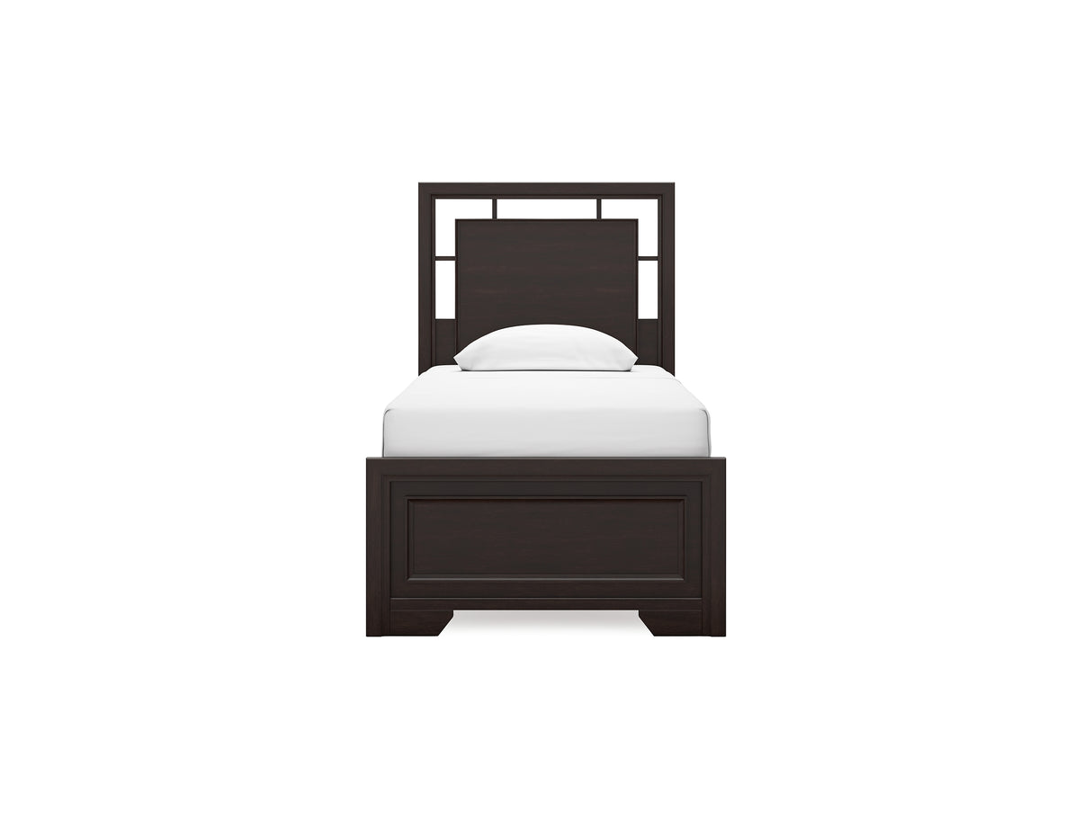 Covetown Dark Brown Twin Panel Bed