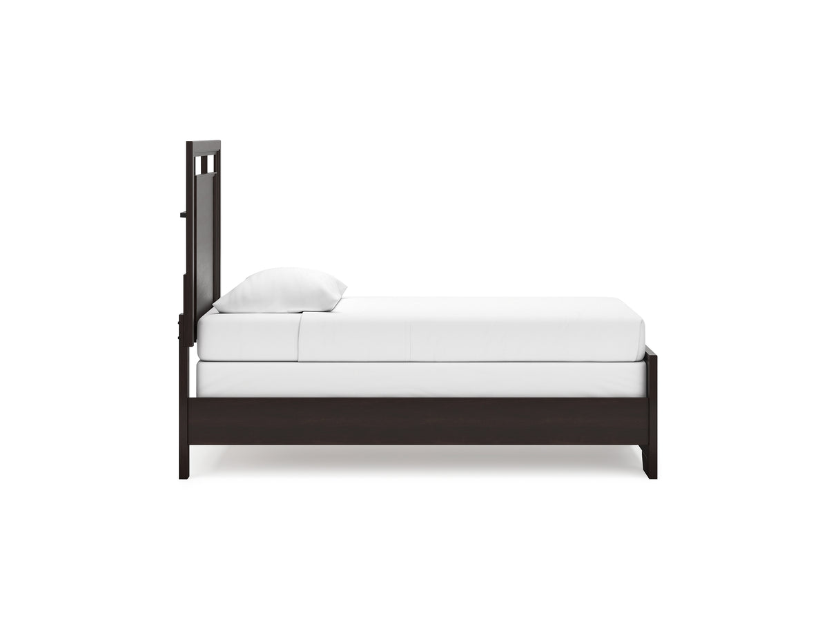 Covetown Dark Brown Twin Panel Bed, Dresser And Mirror