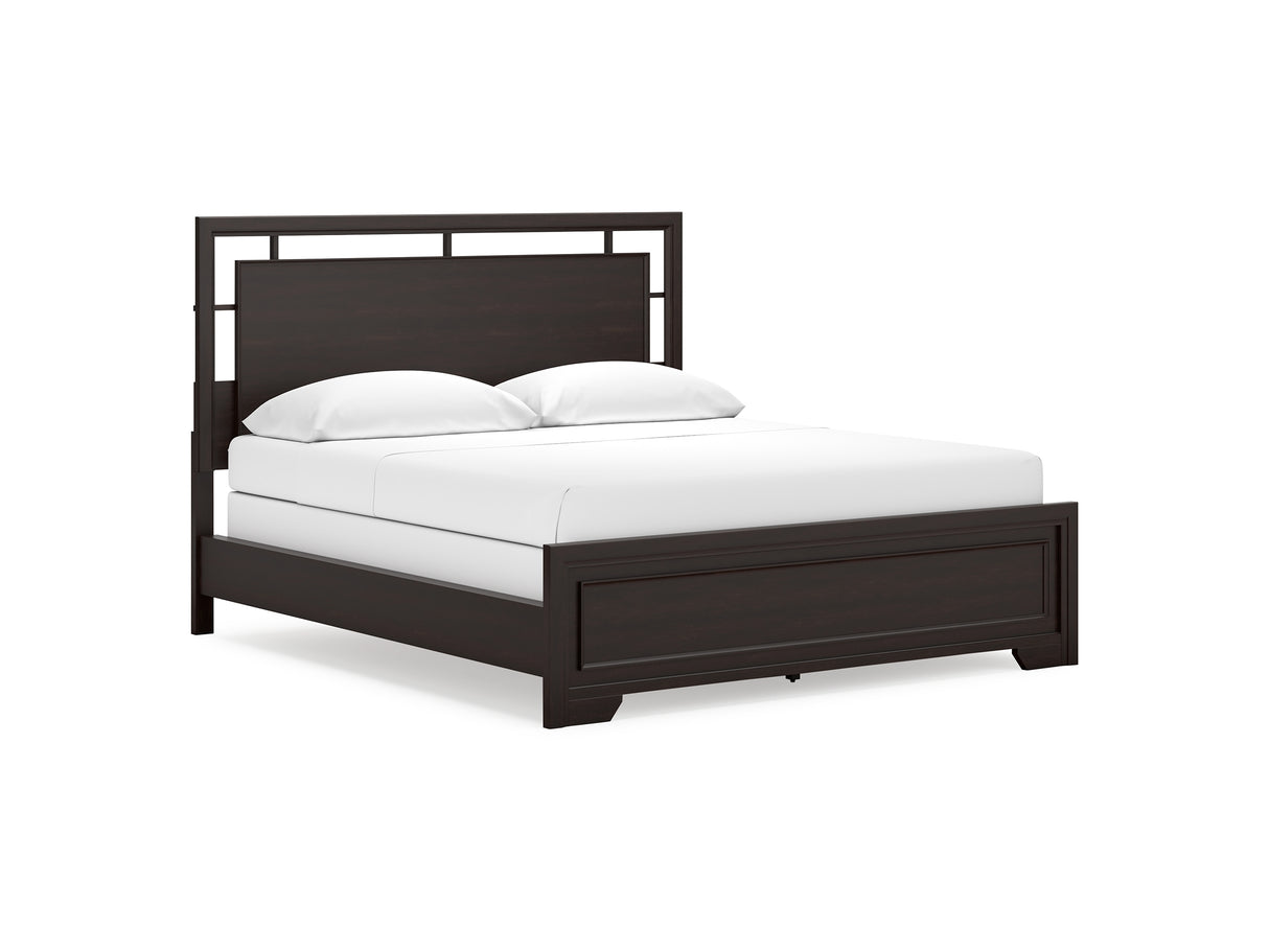Covetown Dark Brown California King Panel Bed