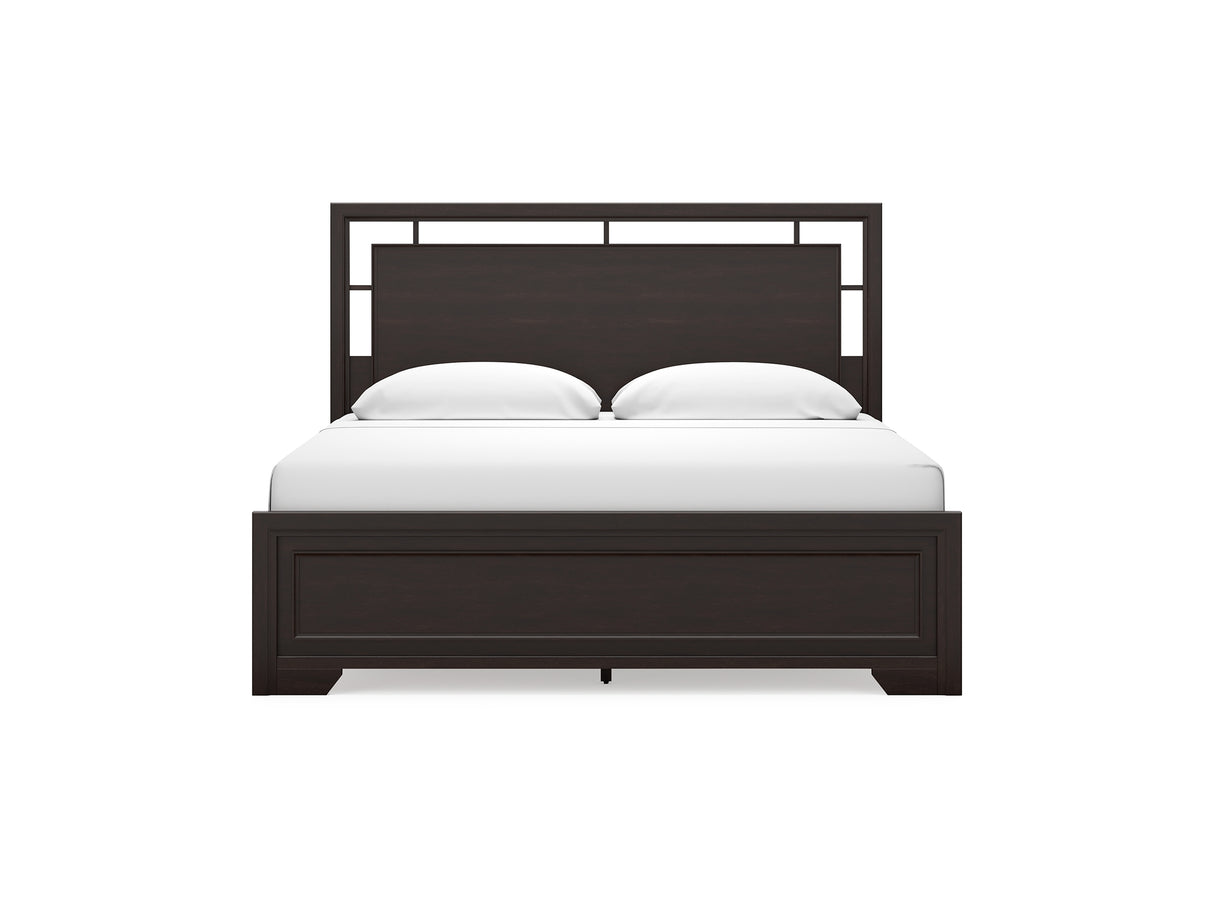 Covetown Dark Brown King Panel Bed, Dresser And Mirror