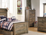 Trinell Brown Twin Panel Bed With 1 Large Storage Drawer
