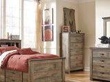 Trinell Brown Twin Bookcase Bed With 2 Storage Drawers