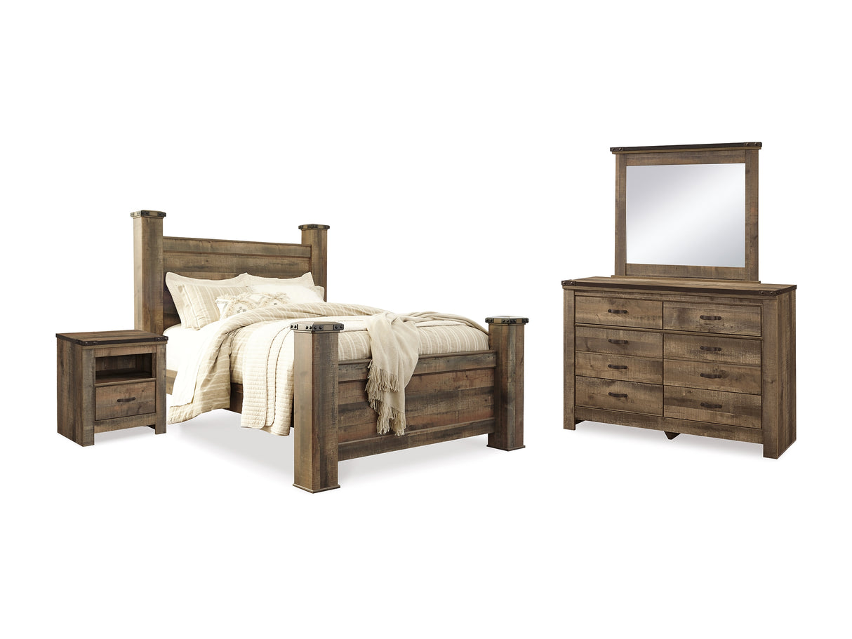 Trinell Brown Queen Poster Bed, Dresser, Mirror And Nightstand