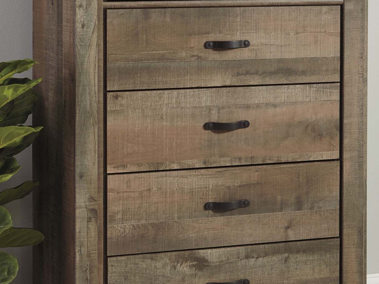 Trinell Brown Queen Panel Bed, Chest And 2 Nightstands