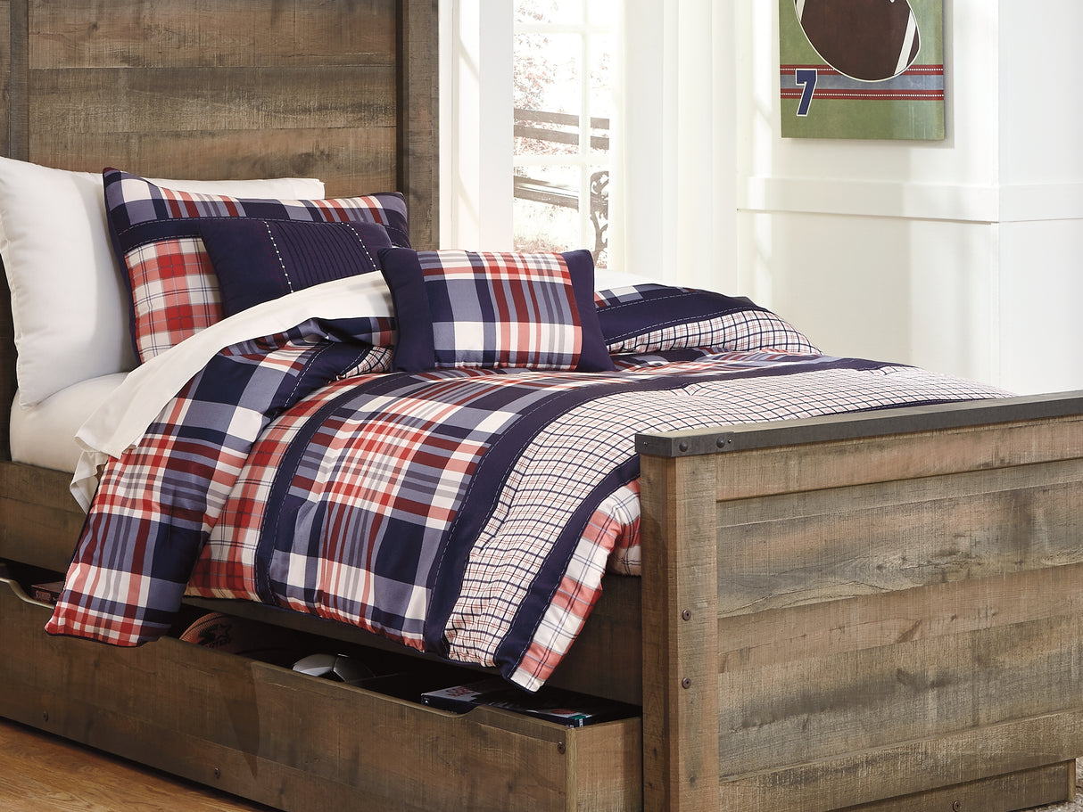 Trinell Brown Twin Panel Bed With 1 Large Storage Drawer