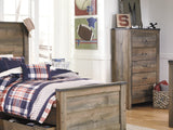 Trinell Brown Twin Panel Bed With 1 Large Storage Drawer