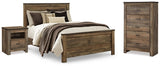 Trinell Brown Queen Panel Bed, Chest And 2 Nightstands