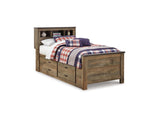 Trinell Brown Twin Bookcase Bed With 2 Storage Drawers