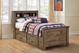 Trinell Brown Twin Bookcase Bed With 2 Storage Drawers