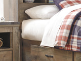 Trinell Brown Twin Panel Bed With Storage And Nightstand