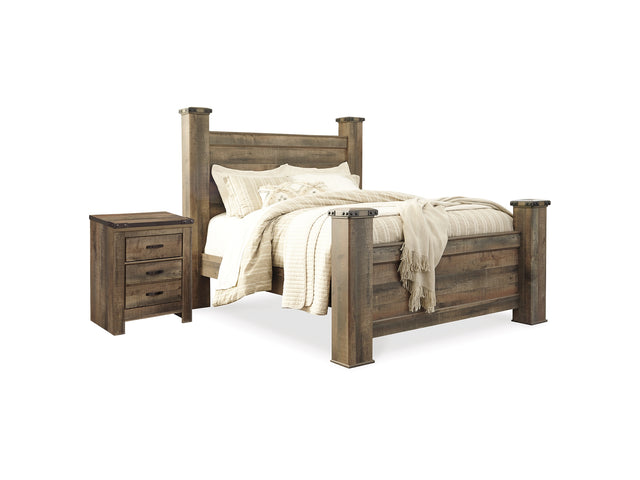 Trinell Brown Queen Poster Bed And Nightstand