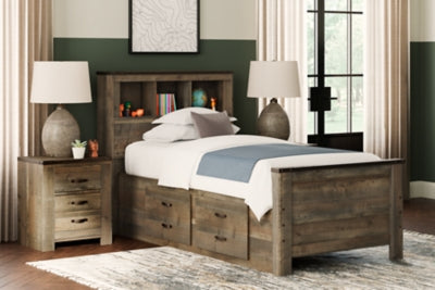 Trinell Brown Twin Bookcase Bed With 2 Storage Drawers