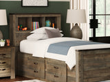 Trinell Brown Twin Bookcase Bed With 2 Storage Drawers