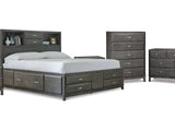 Caitbrook Gray King Storage Bed, Dresser, Chest And 2 Nightstands