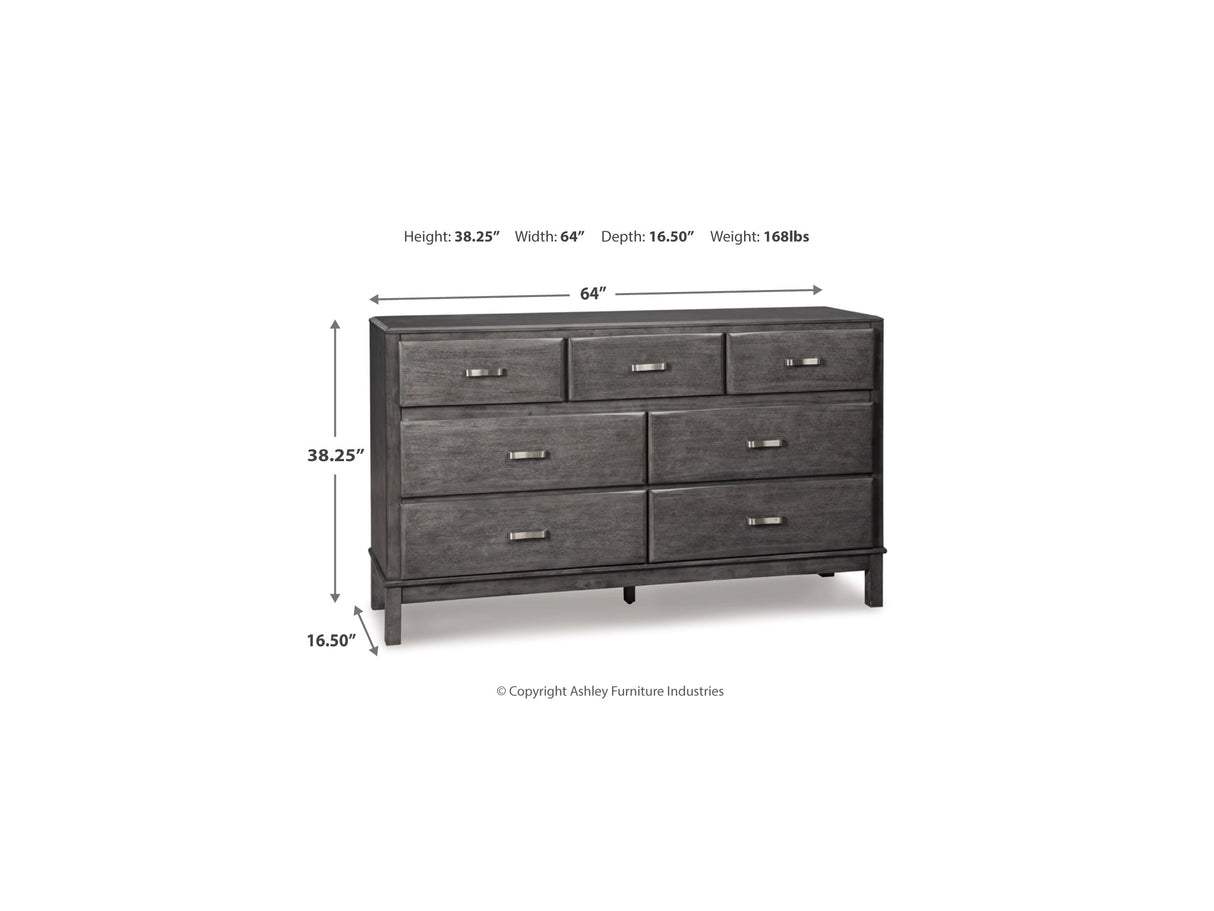 Caitbrook Gray King Storage Bed, Dresser And Nightstand