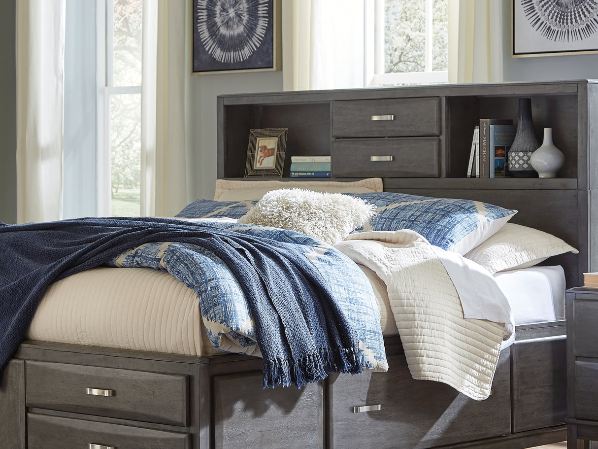 Caitbrook Gray King Storage Bed, Dresser And Nightstand