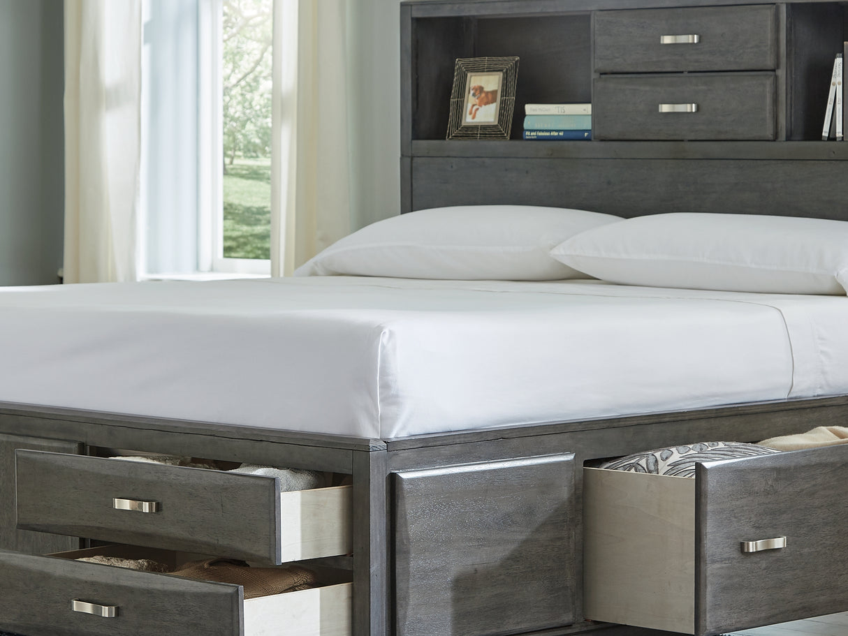 Caitbrook Gray Queen Storage Bed, Dresser, Mirror And Chest