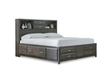 Caitbrook Gray Queen Storage Bed, Dresser, Mirror, Chest And 2 Nightstands