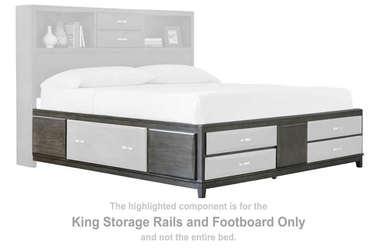 Caitbrook Gray King Storage Rails and Footboard