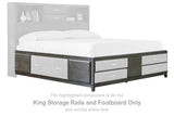 Caitbrook Gray King Storage Rails and Footboard