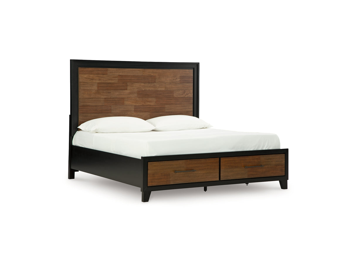 Kraeburn Brown/Black Queen Panel Storage Bed
