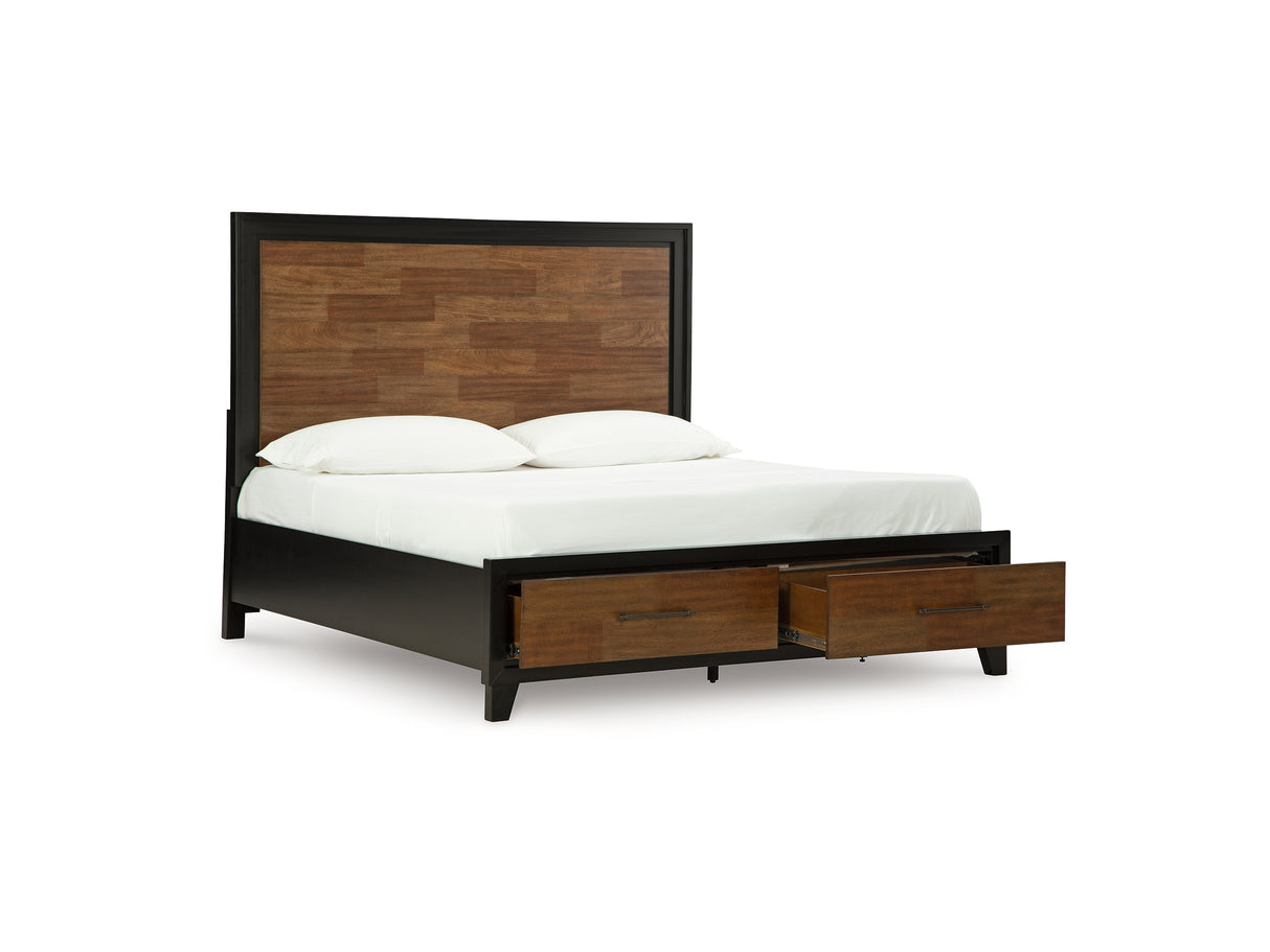 Kraeburn Brown/Black King Panel Storage Bed