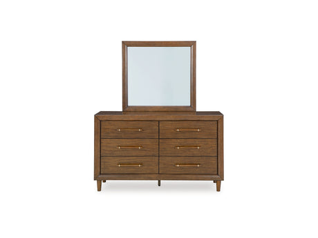 Lyncott Brown King Upholstered Bed, Dresser And Mirror