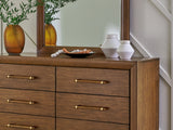 Lyncott Brown Queen Upholstered Bed, Dresser And Mirror