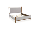 Lyncott Brown King Upholstered Bed, Dresser And Mirror