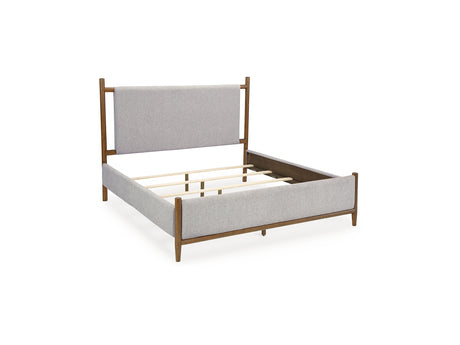 Lyncott Brown King Upholstered Bed, Dresser And Mirror