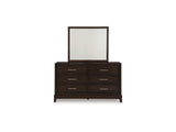 Neymorton Dark Grayish Brown King/California King Upholstered Panel Headboard, Dresser And Mirror