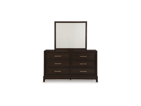 Neymorton Dark Grayish Brown King/California King Upholstered Panel Headboard, Dresser And Mirror