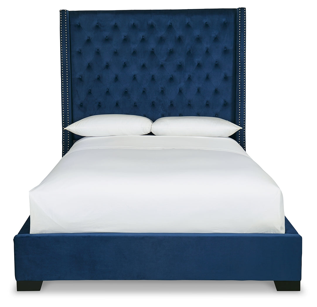 Coralayne Blue Queen Upholstered Bed