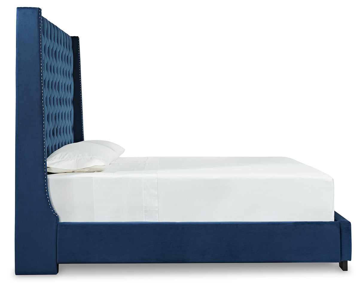 Coralayne Blue California King Upholstered Bed