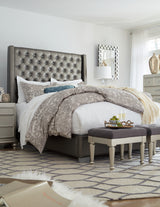Coralayne Gray King Upholstered Bed