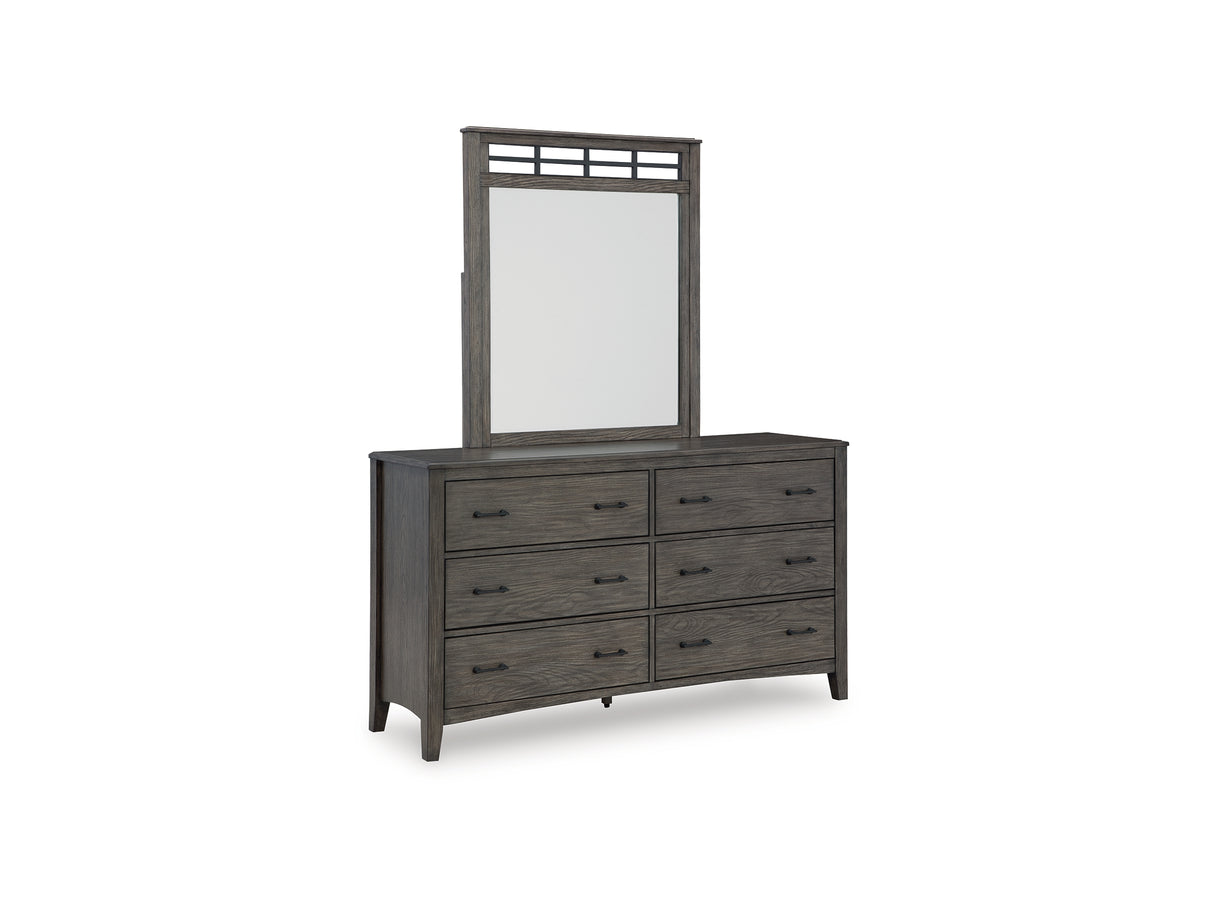 Montillan Grayish Brown Queen Panel Bed, Dresser And Mirror