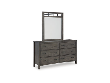 Montillan Grayish Brown California King Panel Bed, Dresser And Mirror