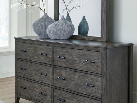 Montillan Grayish Brown King Panel Bed, Dresser And Mirror