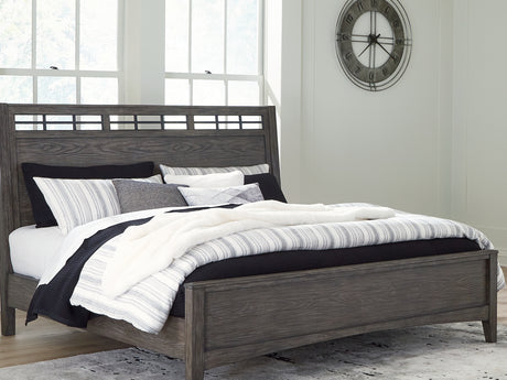 Montillan Grayish Brown Queen Panel Bed, Dresser And Mirror
