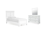Fortman White Twin Panel Bed, Dresser And Mirror