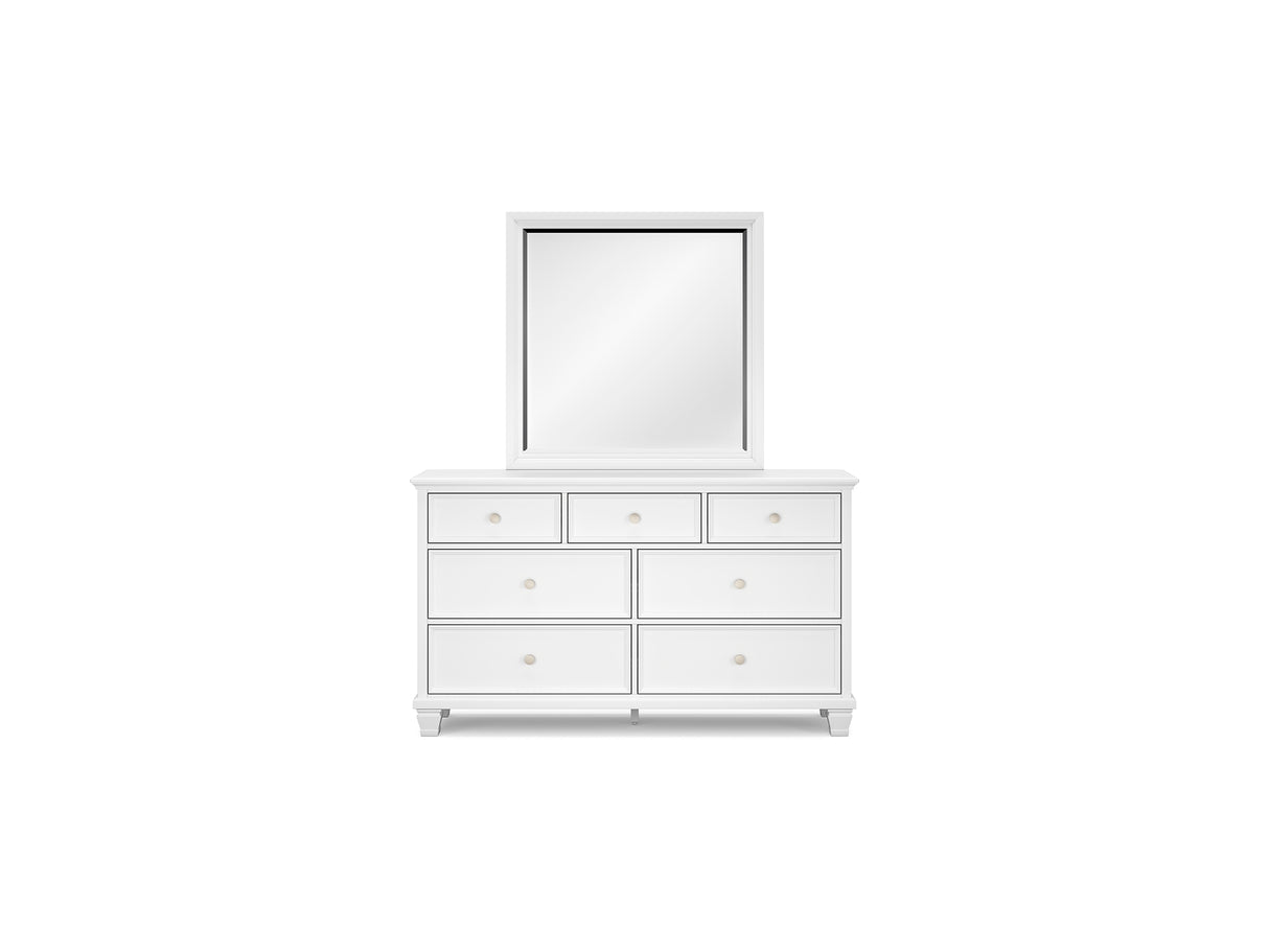 Fortman White Twin Panel Bed, Dresser And Mirror
