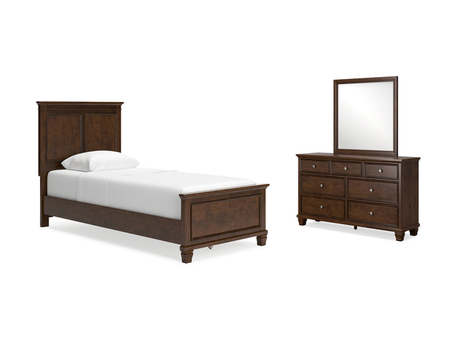 Danabrin Brown Twin Panel Bed, Dresser And Mirror