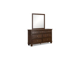 Danabrin Brown Twin Panel Bed, Dresser And Mirror