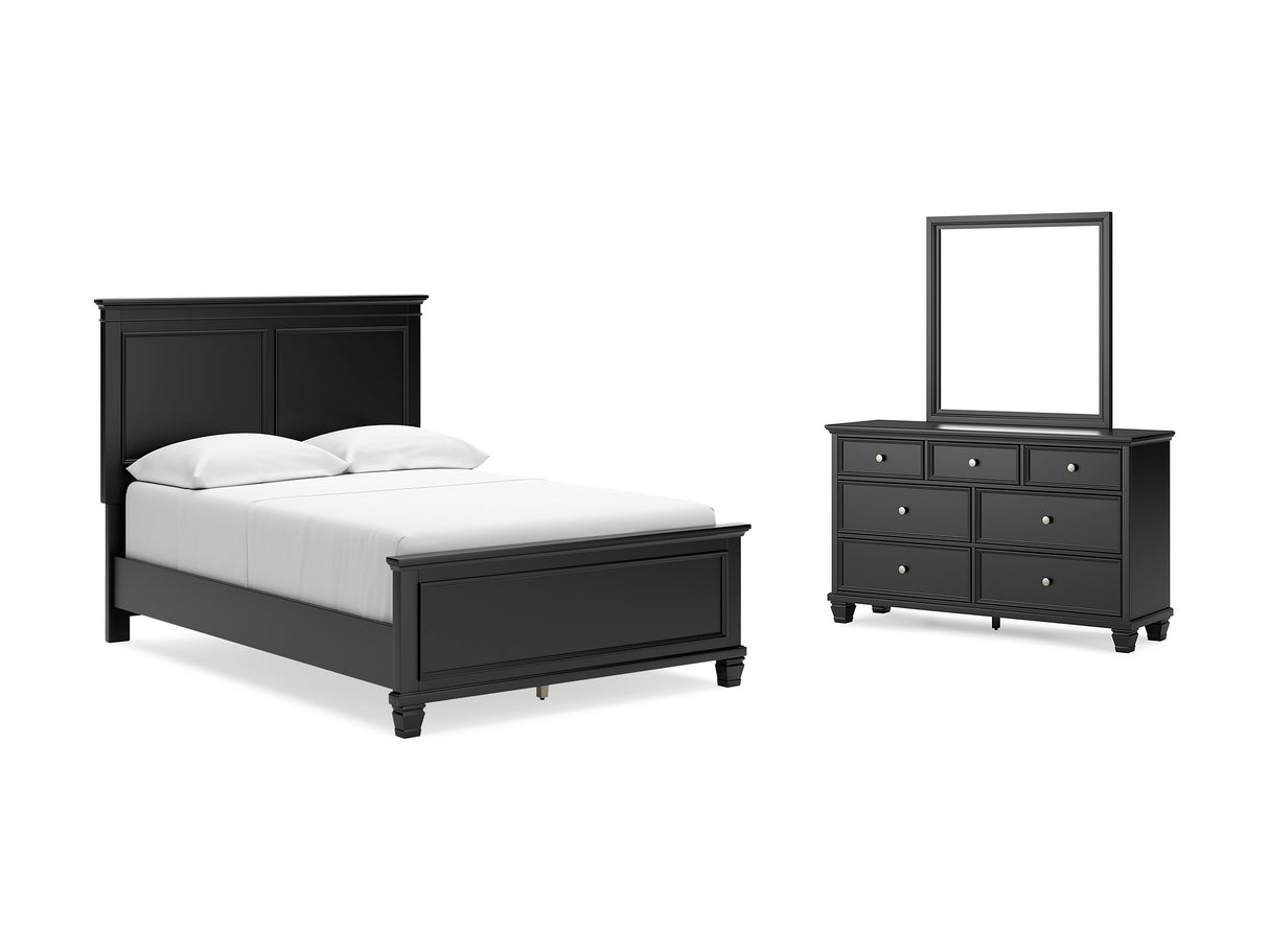 Lanolee Black Full Panel Bed, Dresser And Mirror