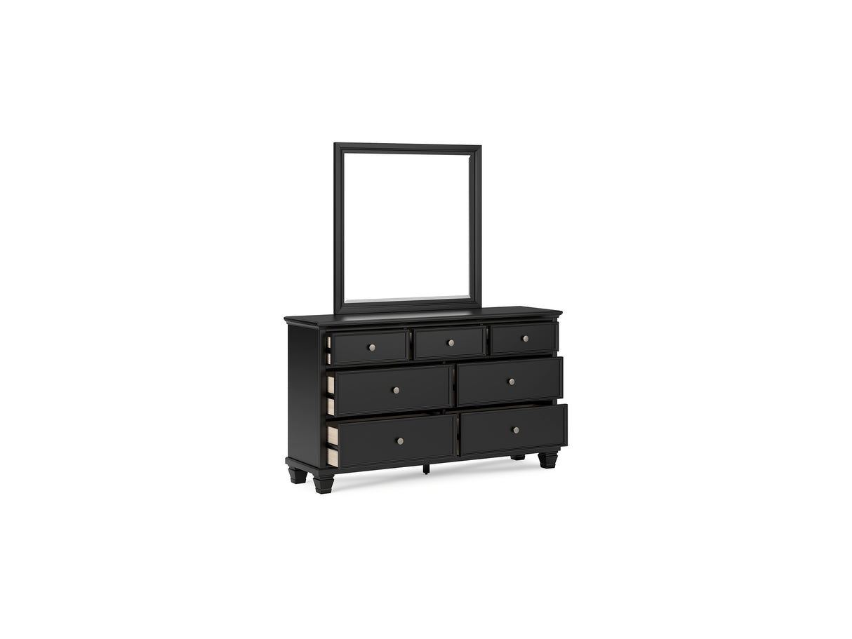 Lanolee Black Full Panel Bed, Dresser And Mirror