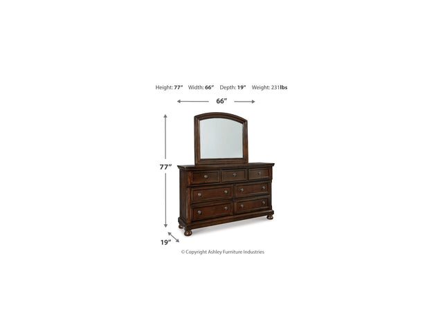 Porter Rustic Brown Queen Panel Bed, Dresser And Mirror