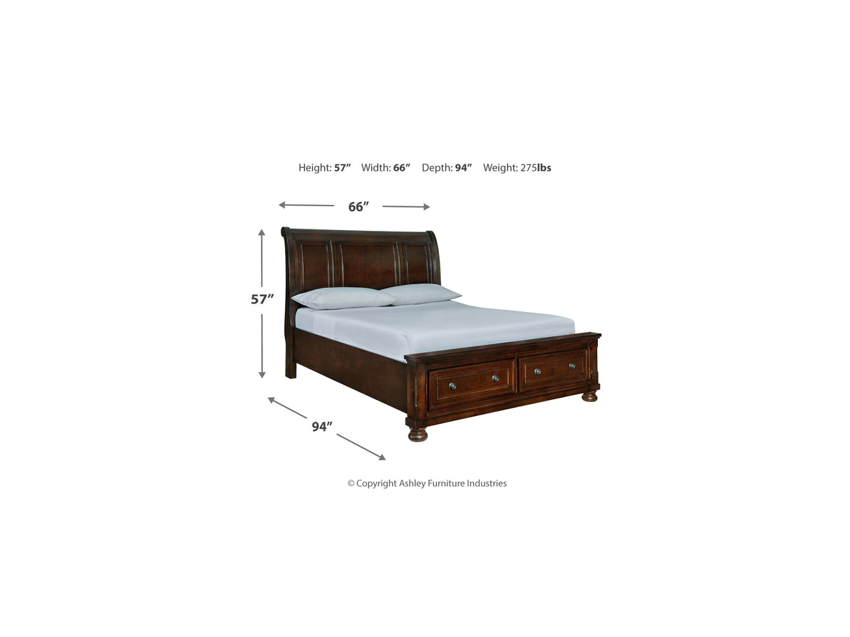 Porter Rustic Brown Queen Storage Bed, Dresser, Mirror And 2 Nightstands
