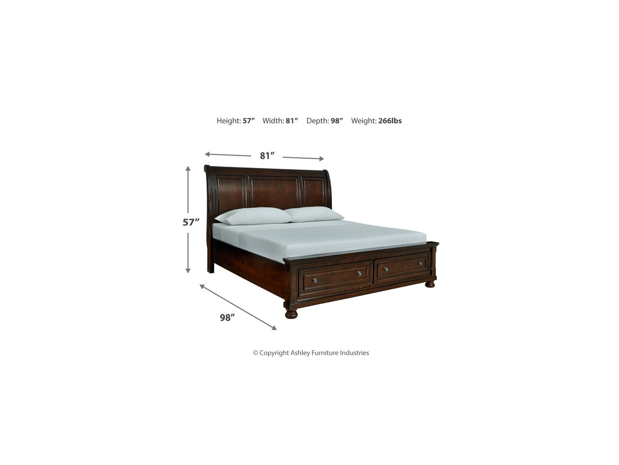 Porter Rustic Brown California King Sleigh Bed, Dresser And Mirror
